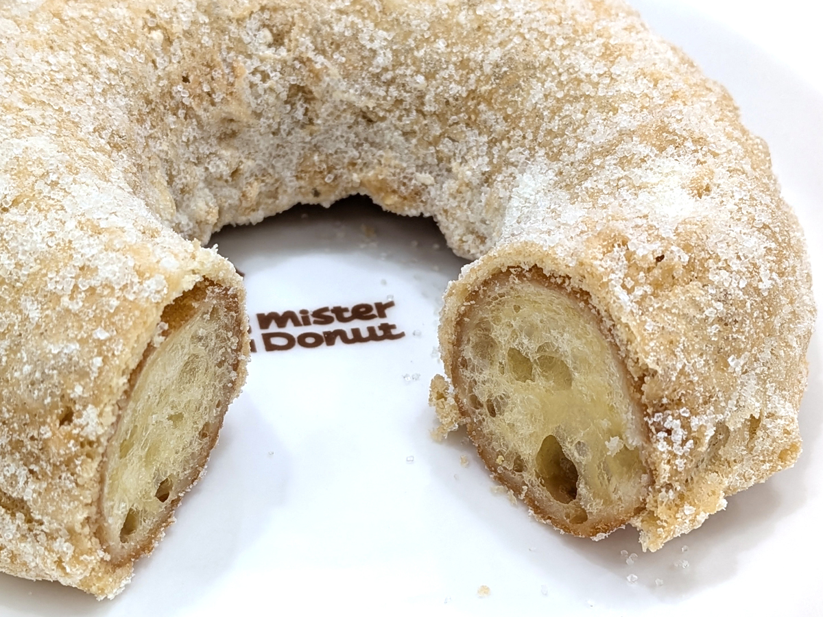 ミスタードーナツの2026年4月27日発売新商品『サクぽふん ミルクシュガー』の断面