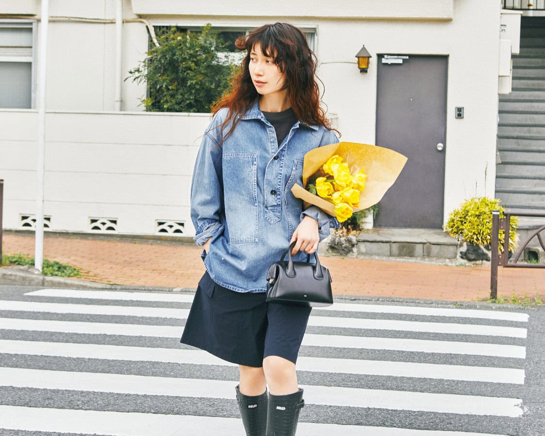 AIGLEのショーツをモデルkazumiさんが着こなし