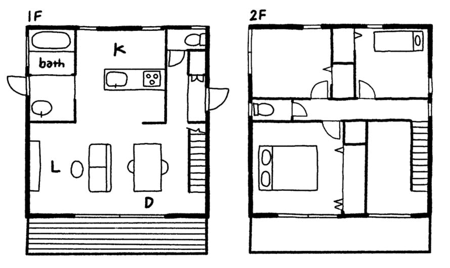 カフェのような一軒家3LDKの間取り図