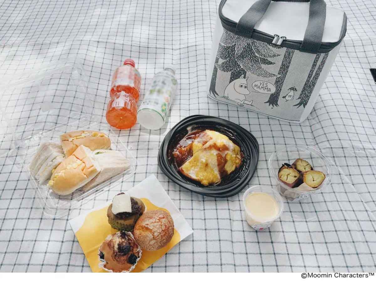 リンネル7月号付録のムーミン保冷バッグにお弁当やデザートを入れて、ピクニックへ