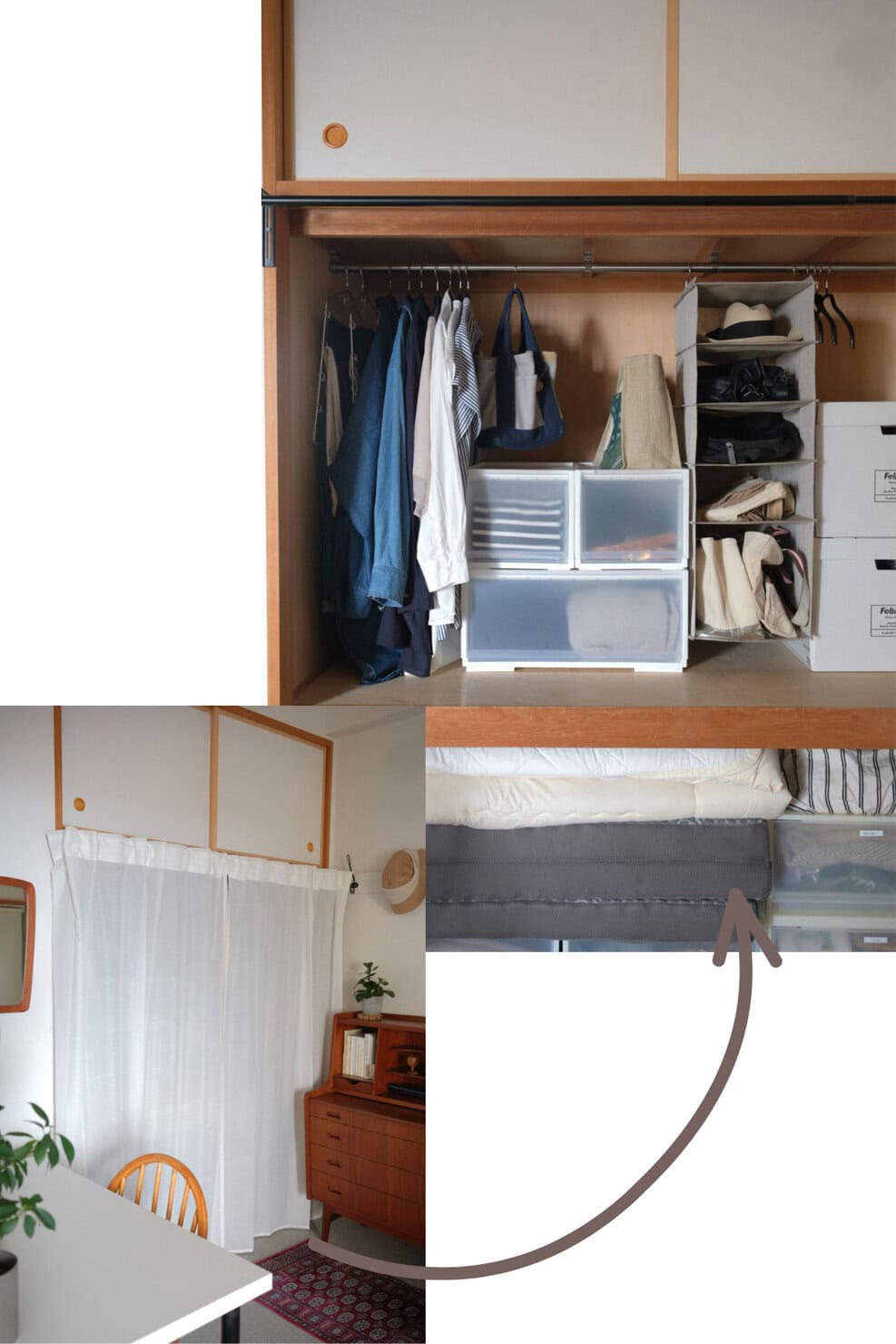 ニトリ商品を使って整理した貝賀あゆみさんの押し入れ収納クローゼット
