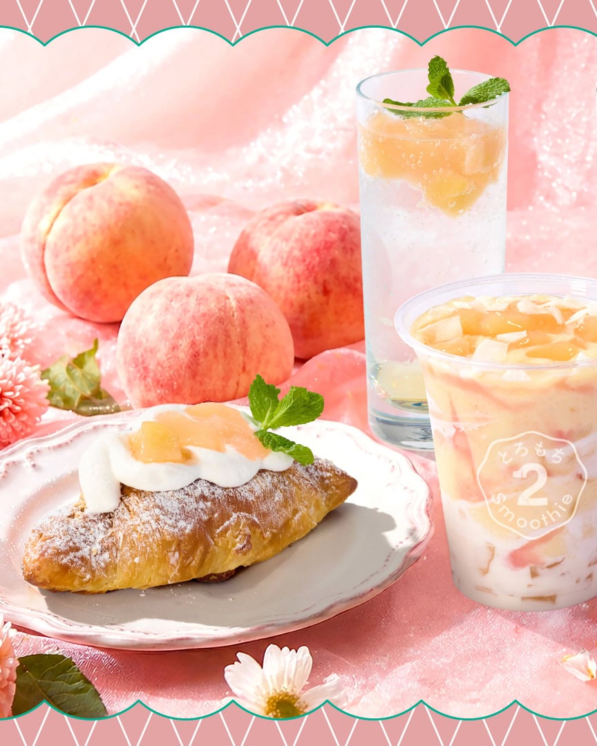 【桃づくしのスイーツ＆ドリンク】“とろもち⾷感”のスムージーに、チーズケーキも♡ 2foods銀座ロフト店で白桃づくしを楽しんで！
