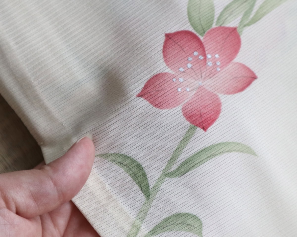 生成りに花柄の絽の着物の拡大画像