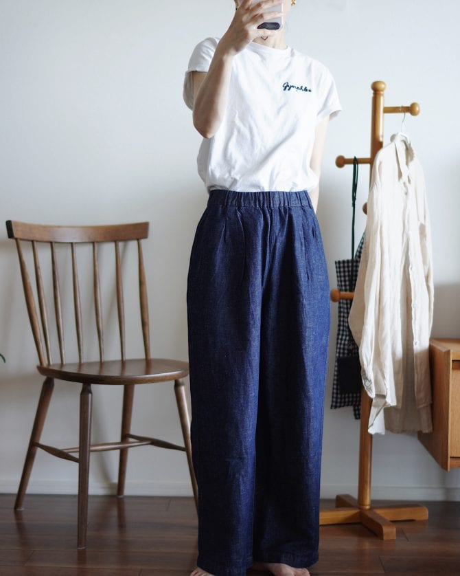 【無印良品セールで￥4,990→2,990】このデニムパンツは買い！ 夏でも軽やかなコットンリネンでワンツーコーデに大活躍！