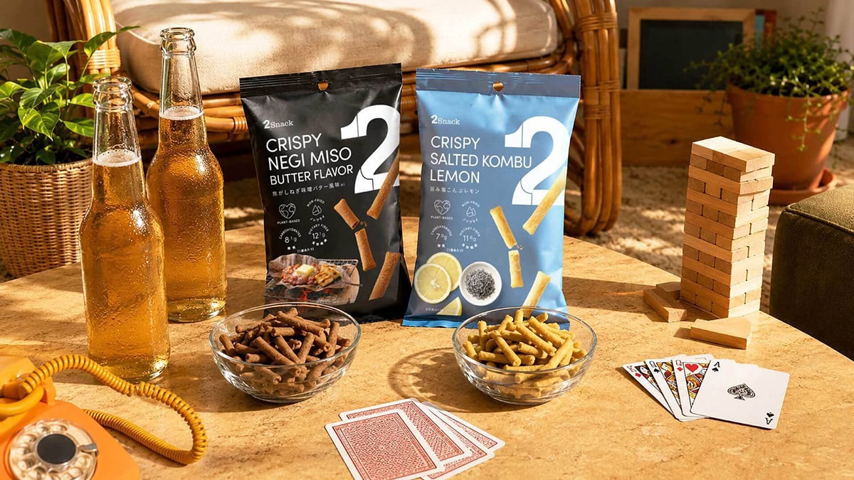 2Snack新フレーバー「旨み塩こんぶレモン」「焦がしねぎ味噌バター⾵味」