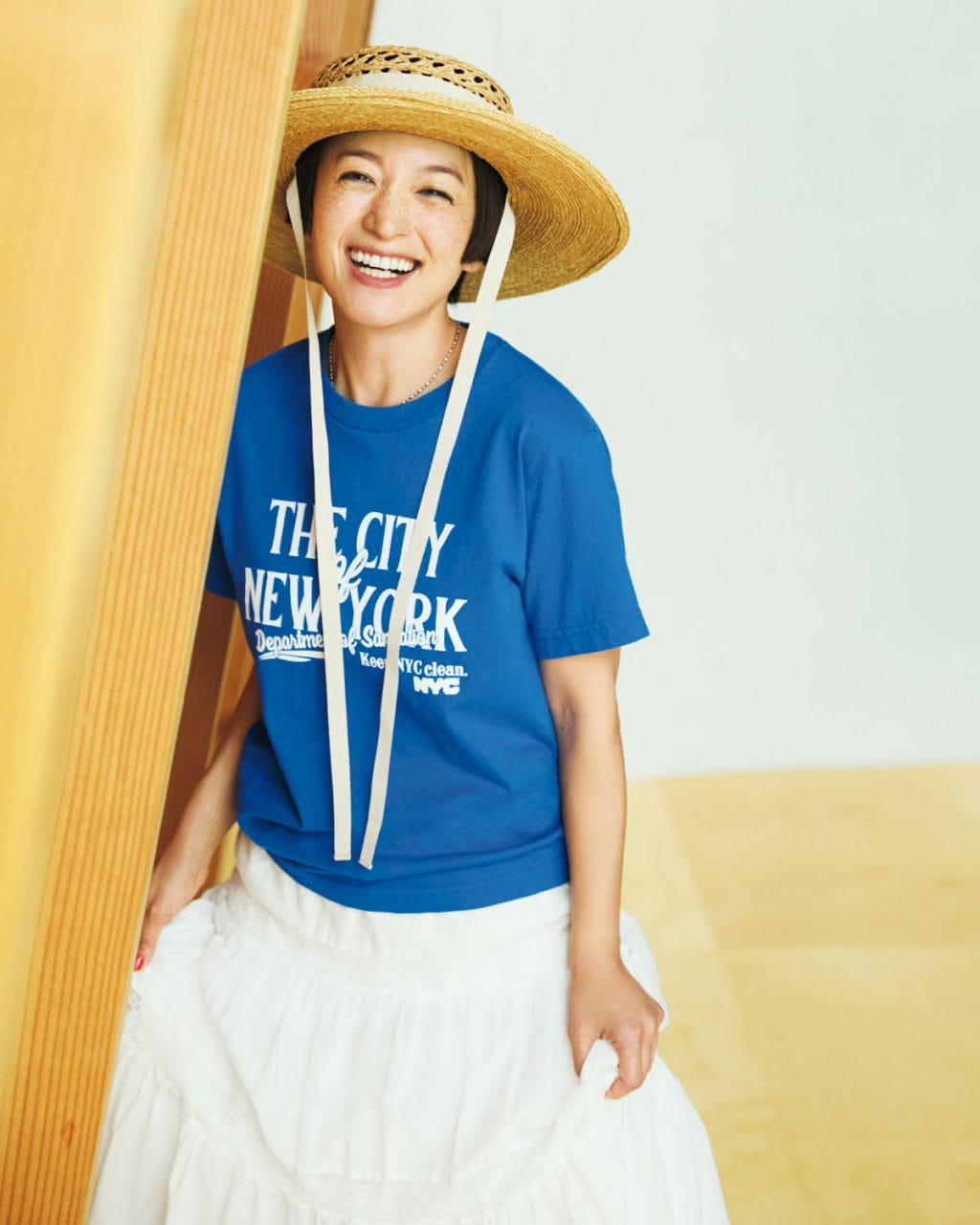 GOODROCK SPEEDのTシャツを高山都さんが着こなし