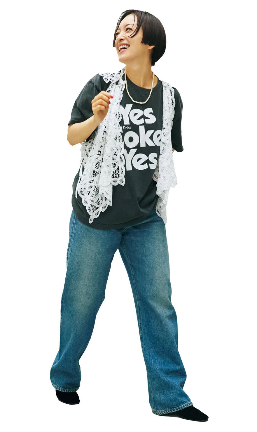 GOOD ROCKSPEEDのTシャツで大人の洗練カジュアルコーデ