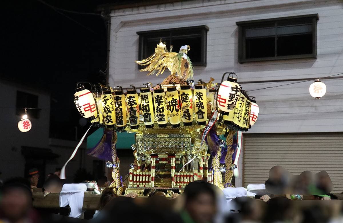 ライトアップされたみこし「野田みこしパレード」