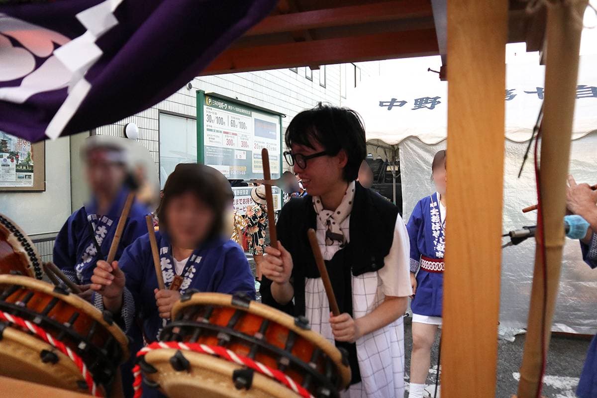「野田みこしパレード」お囃子の太鼓に参加