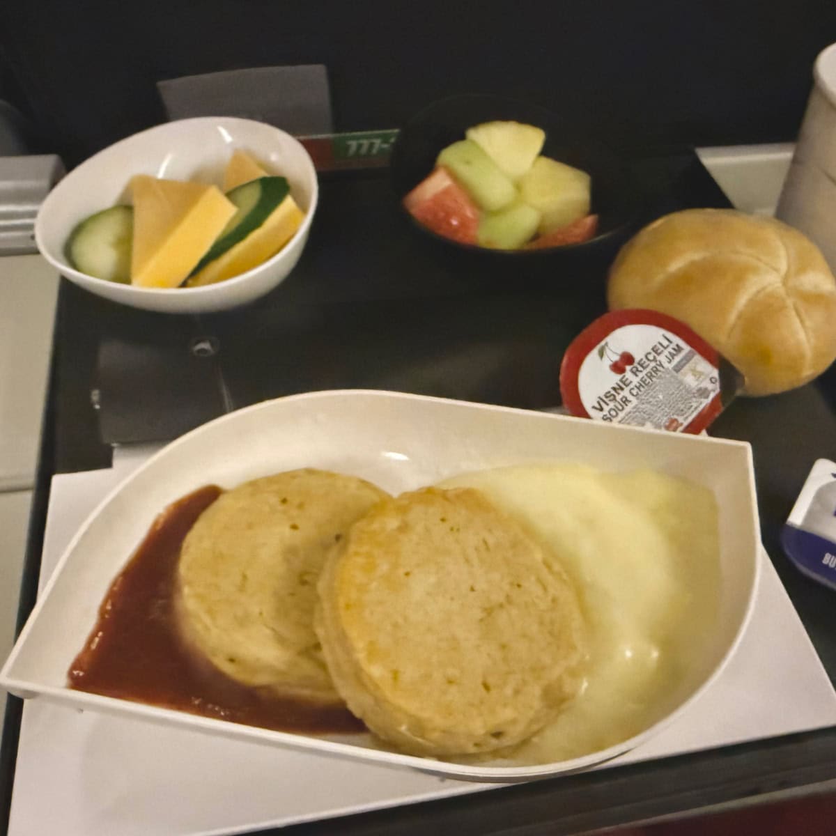 ターキッシュエアラインズ、エコノミー、機内食、パンケーキ