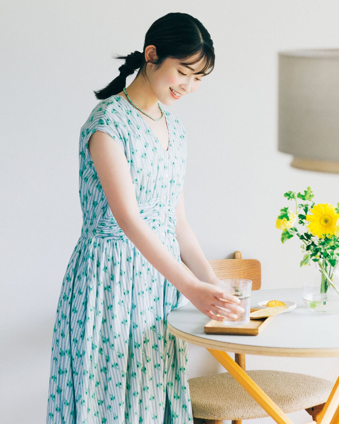 ヌキテパの花柄ワンピースを装ったゆべしさん