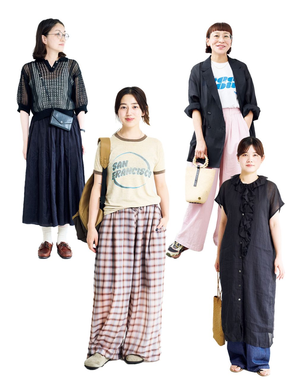 【おしゃれ上手な人6名の私服スナップ】 シアーを取り入れて涼しく！ 暑い夏もおしゃれを楽しむヒントがたくさん