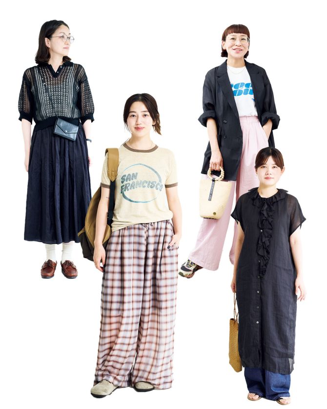 【おしゃれ上手な人6名の私服スナップ】 シアーを取り入れて涼しく！ 暑い夏もおしゃれを楽しむヒントがたくさん