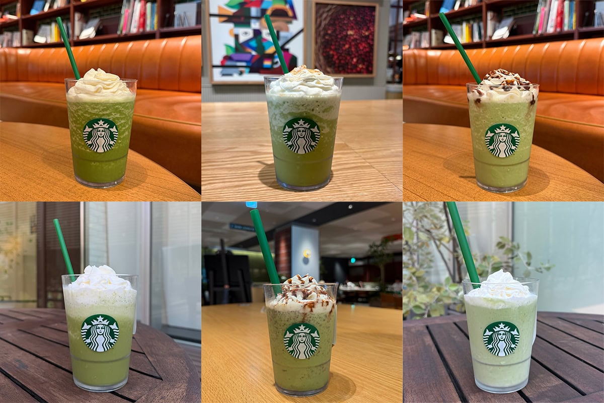 6種類のカスタム抹茶クリームフラペチーノの一覧