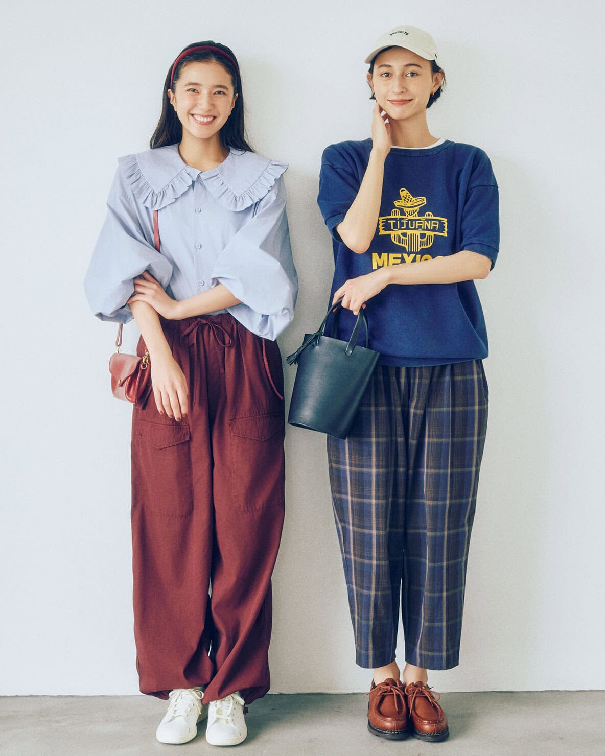 秋色ネイビー&バーガンディでつくる大人コーデ