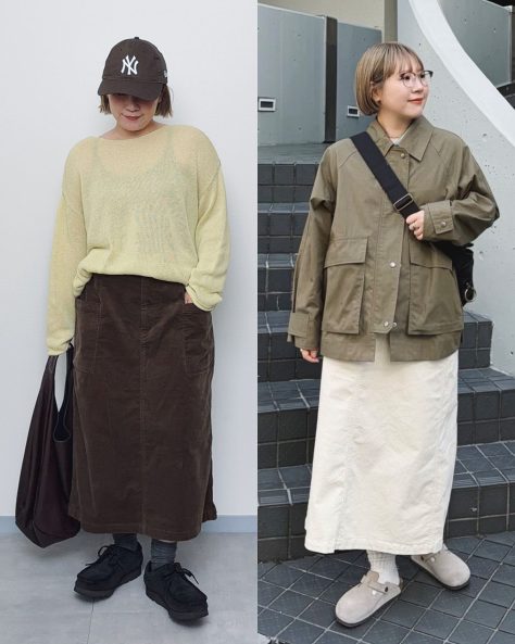 【無印良品】 あえての「XL」が大正解な万能コーデュロイスカートで、腰回りをすっきりカバー!